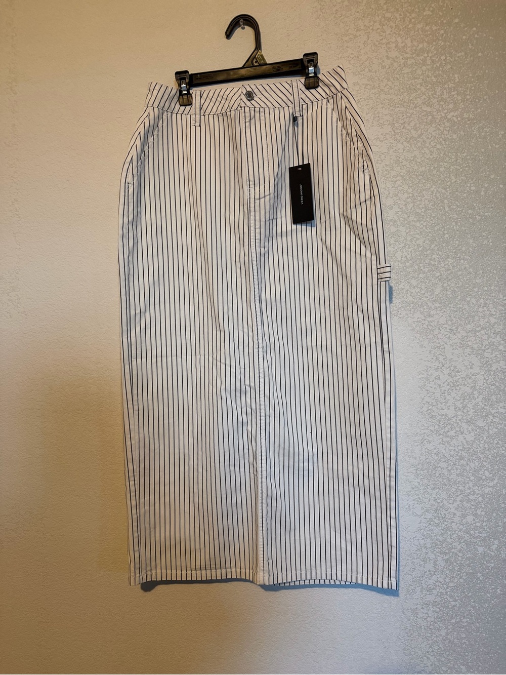 Vero Moda White Maxi Skirt with Black Pinstripes